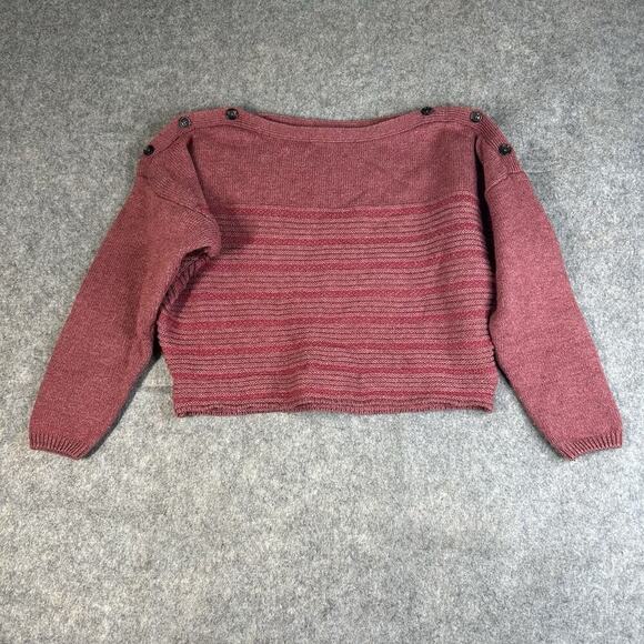 Prana Phono Sweater Womens Small Red Striped Pullover Wool Blend - Picture 1 of 7
